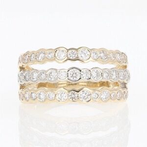Elegant 1.25ct elegant bezel diamond ring. SOLID 14k two tone yellow/white gold.